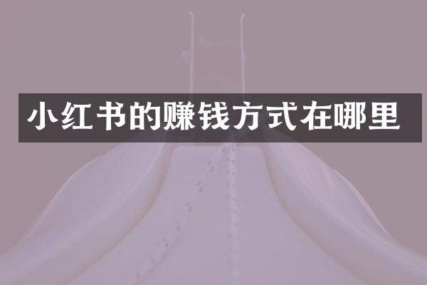 小红书的赚钱方式在哪里