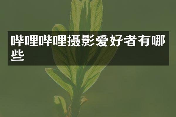 哔哩哔哩摄影爱好者有哪些