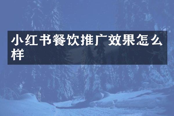 小红书餐饮推广效果怎么样