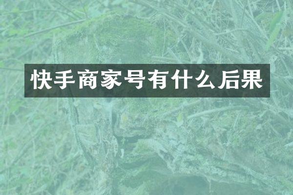 快手商家号有什么后果