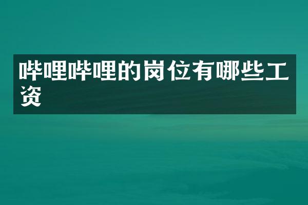 哔哩哔哩的岗位有哪些工资