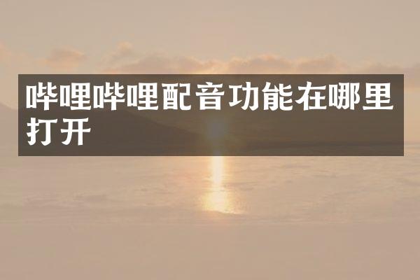 哔哩哔哩配音功能在哪里打开