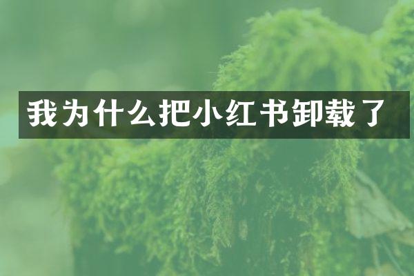 我为什么把小红书卸载了