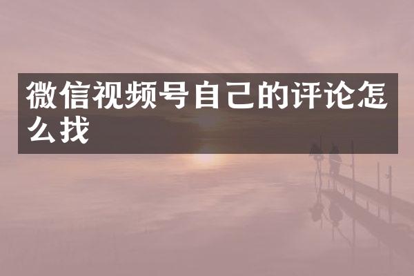 微信视频号自己的评论怎么找