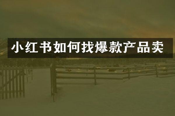 小红书如何找爆款产品卖
