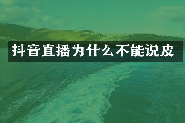 抖音直播为什么不能说皮