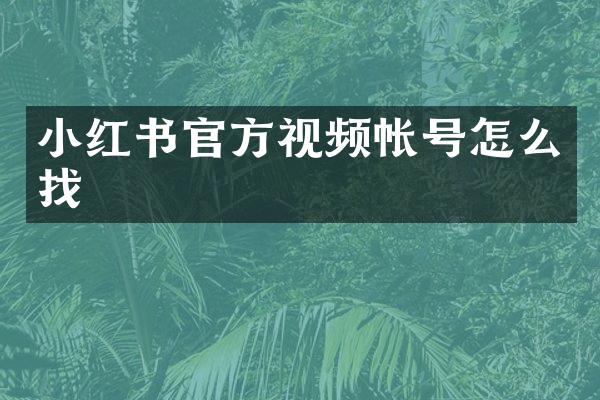小红书官方视频帐号怎么找