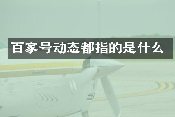 百家号动态都指的是什么