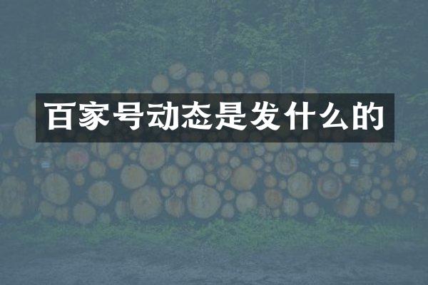 百家号动态是发什么的