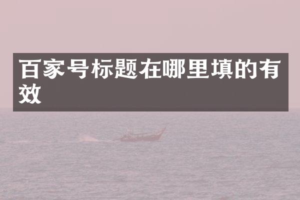 百家号标题在哪里填的有效