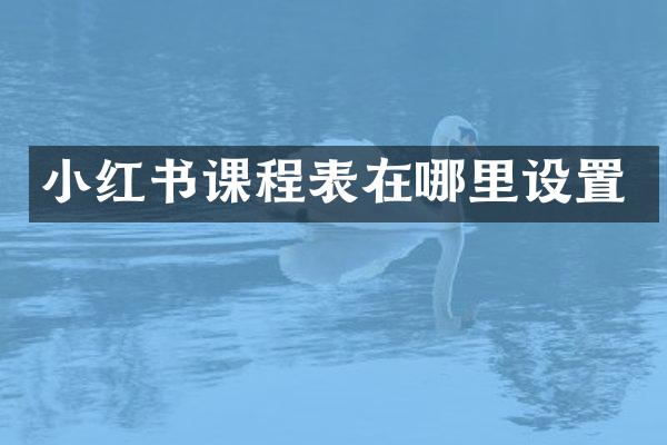 小红书课程表在哪里设置