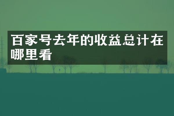 百家号去年的收益总计在哪里看