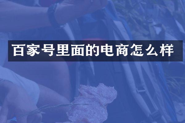 百家号里面的电商怎么样