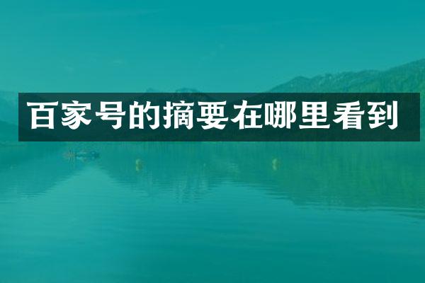 百家号的摘要在哪里看到