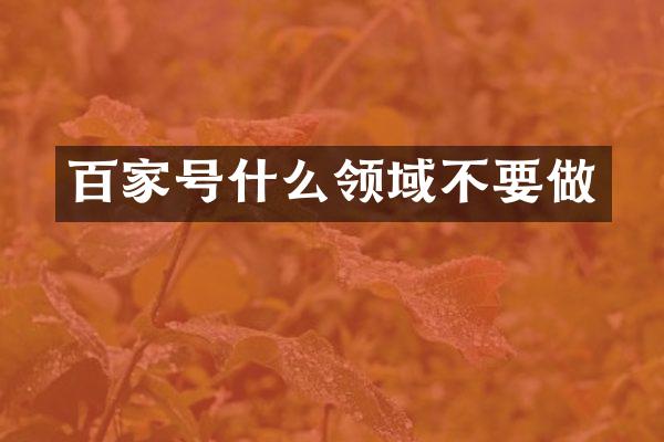 百家号什么领域不要做