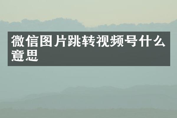 微信图片跳转视频号什么意思