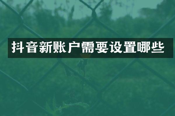抖音新账户需要设置哪些