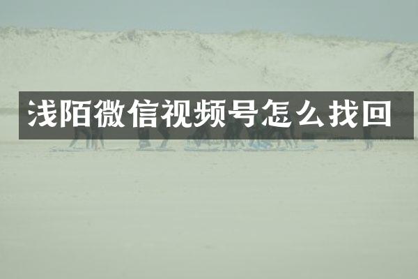 浅陌微信视频号怎么找回
