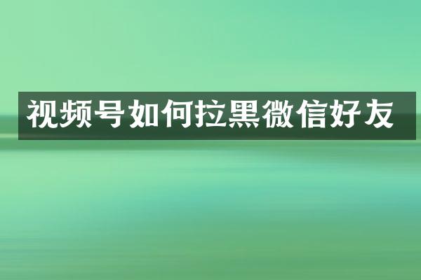 视频号如何拉黑微信好友