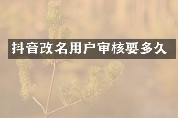 抖音改名用户审核要多久