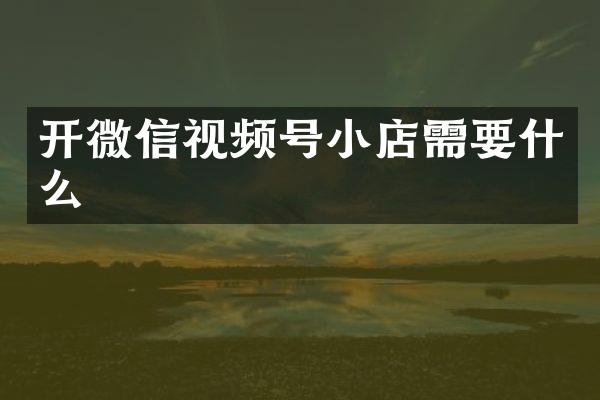 开微信视频号小店需要什么