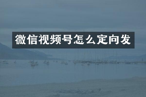 微信视频号怎么定向发
