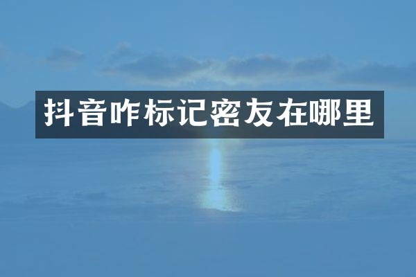 抖音咋标记密友在哪里