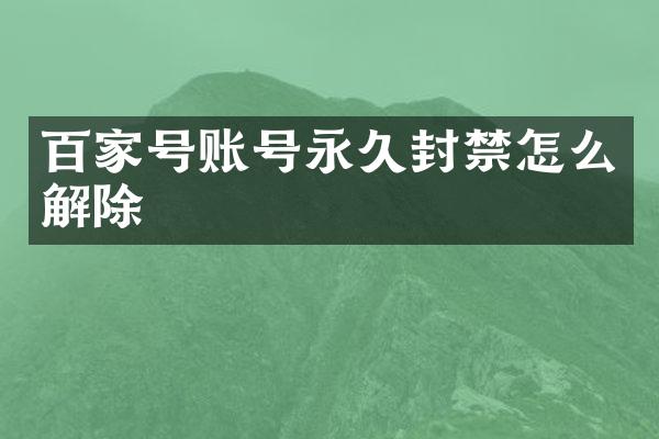 百家号账号永久封禁怎么解除