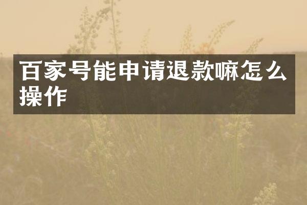 百家号能申请退款嘛怎么操作