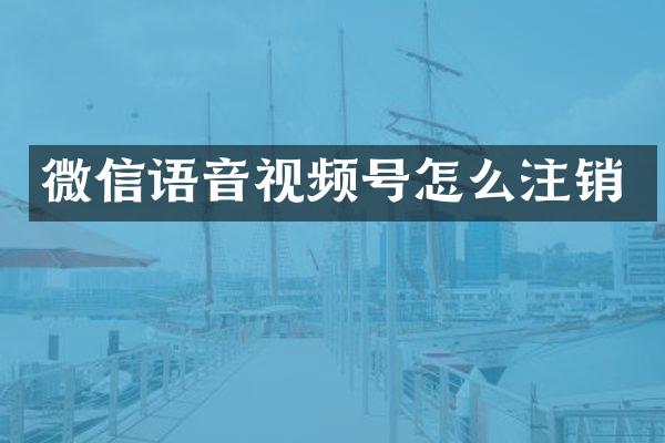 微信语音视频号怎么注销