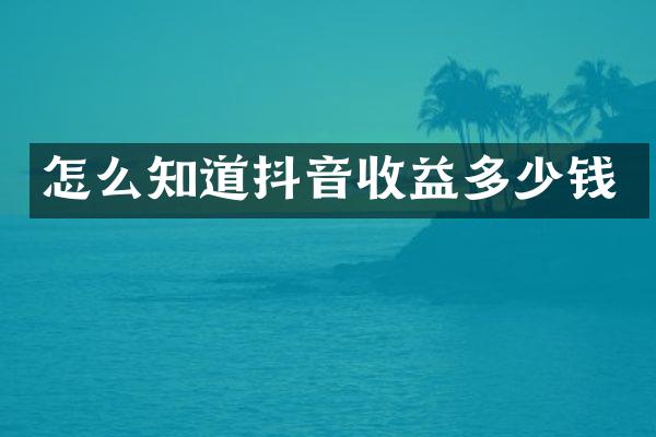 怎么知道抖音收益多少钱