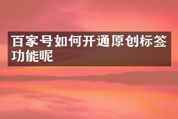 百家号如何开通原创标签功能呢