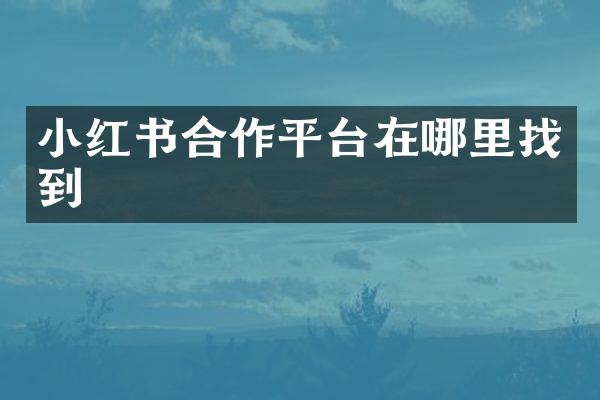 小红书合作平台在哪里找到