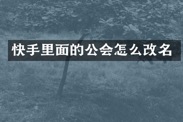 快手里面的公会怎么改名