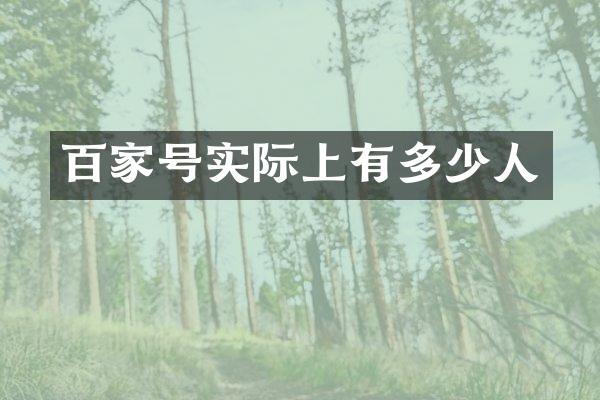 百家号实际上有多少人