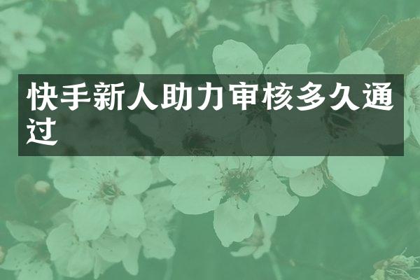 快手新人助力审核多久通过