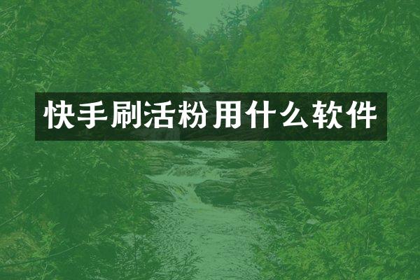 快手刷活粉用什么软件