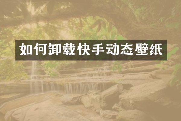 如何卸载快手动态壁纸