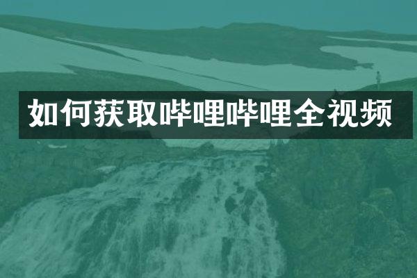 如何获取哔哩哔哩全视频