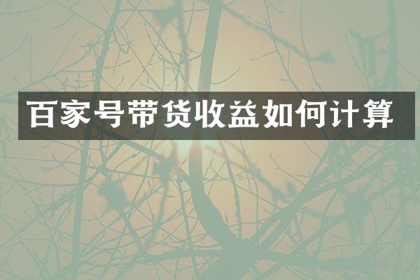 百家号带货收益如何计算