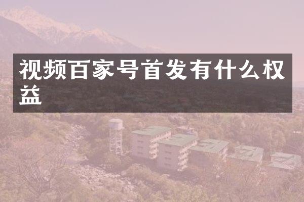 视频百家号首发有什么权益
