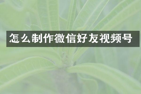 怎么制作微信好友视频号