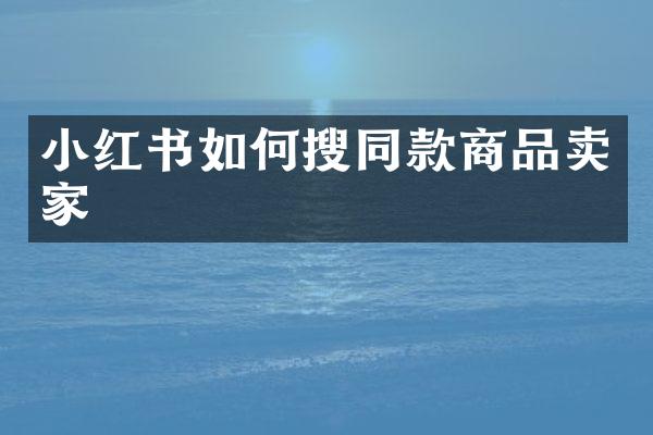 小红书如何搜同款商品卖家