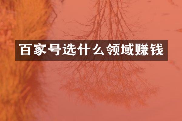 百家号选什么领域赚钱