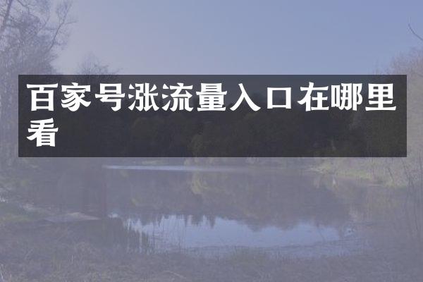 百家号涨流量入口在哪里看