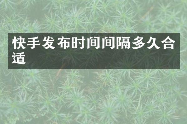 快手发布时间间隔多久合适