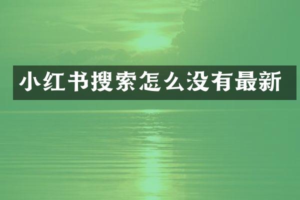小红书搜索怎么没有最新