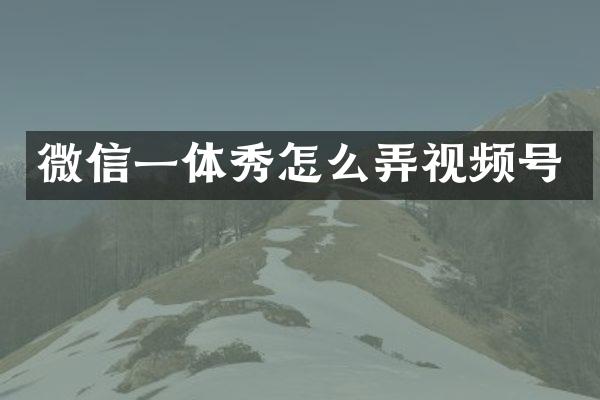 微信一体秀怎么弄视频号