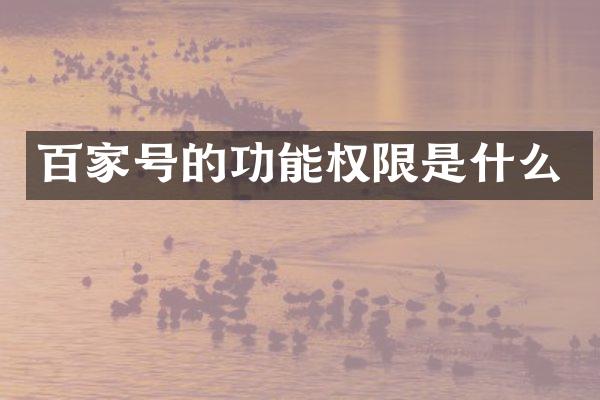 百家号的功能权限是什么
