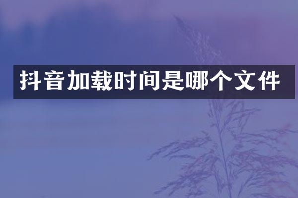 抖音加载时间是哪个文件